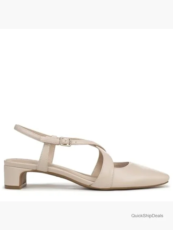 Faux Leather Strappy Pumps with Block Heel and Square Toe - Picture 6 of 7